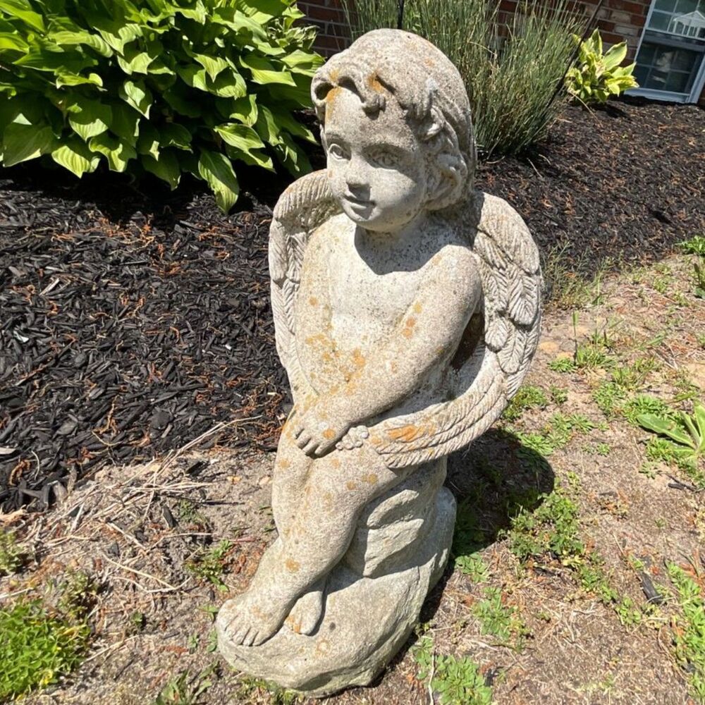 Cement Garden Angel Garden Statue Vintage Cherub must see